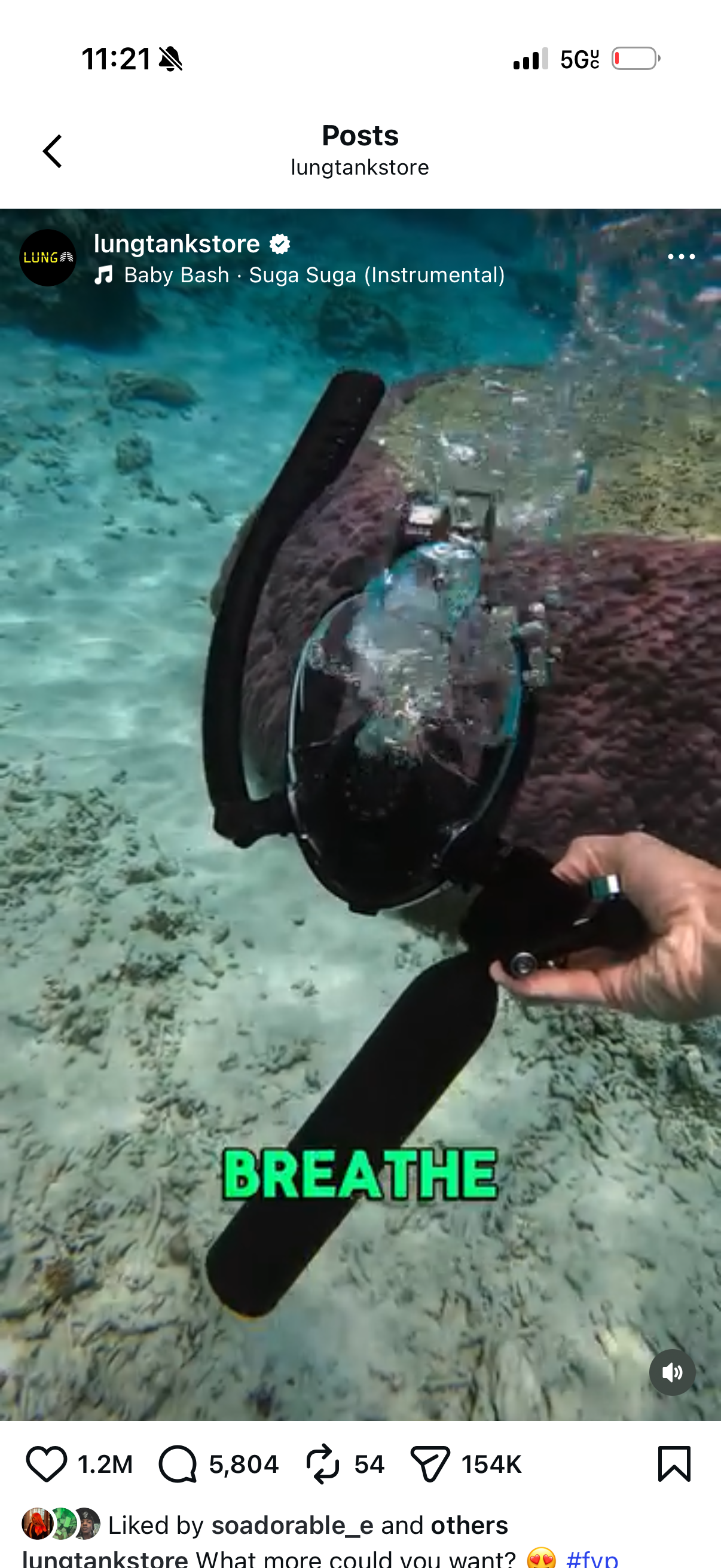 Lung-Mask Diving Tank